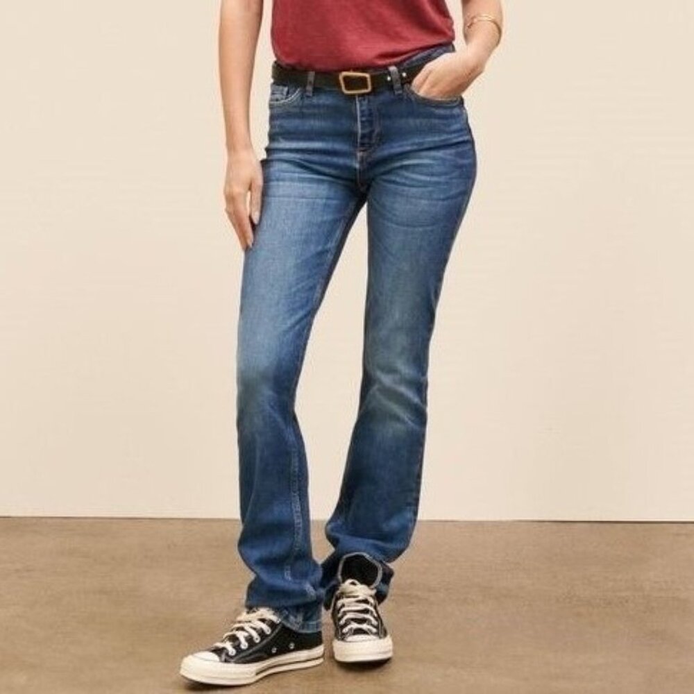 Maison Sarah Lavoine Straight Flare John Blue Mid Rise Denim Jean